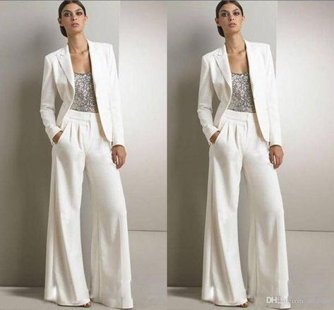 Wedding Guest Jackets, Wedding Guest Pants, Mother Of The Bride Suits, Lady Suit, Bride Suit, White Pants Women, Formal Women, Stile Hijab, Business Lady