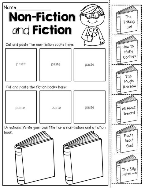 Fiction Vs Nonfiction, School Library Lessons, Library Lesson Plans, Literary Nonfiction, Elementary School Library, Activity Worksheet, Library Skills, Fiction Text, Elementary Library