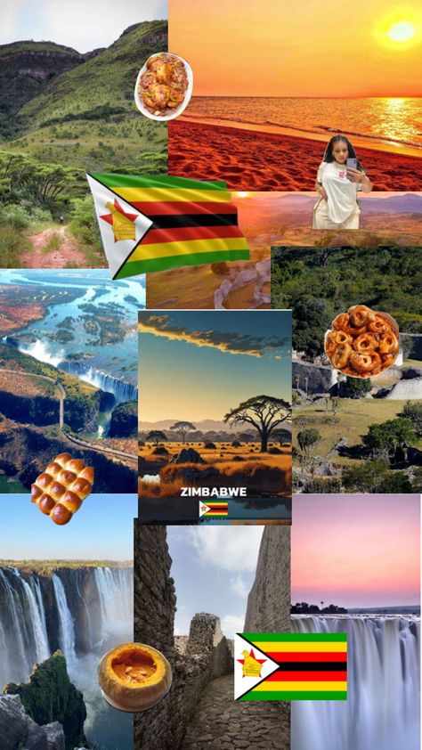 #collage #aesthetic #Zimbabwe #culture #country #viralpost #ZimbabweanFood #VictoriaFalls Zimbabwe Culture, Zimbabwe Africa, Travel Collage, Top Places To Travel, Travel Inspiration Destinations, Dream Travel Destinations, Dream Holiday, Travel Images, African Countries