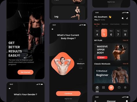 fitness Workout Mobile App Fitness App Ui Design, Fitness Apps Design, Gym App, Login Design, App Login, Apps Design, Mobile App Design Inspiration, App Interface Design, App Home