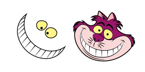 The Cheshire Cat is a mysterious obese purple cat with pink stripes and yellow eyes. The cartoon Disney cursor with Alice in Wonderland Cheshire Cat! Cheshire Smile Tattoo, Chesire Cat Drawings, Cheshire Cat Svg, Cheshire Cat Eyes, Cheshire Cat Face Drawing, Cheshire Cat Chibi, Cheshire Cat Printable, Cheshire Cat Clipart, Cheshire Cat Smile Drawing