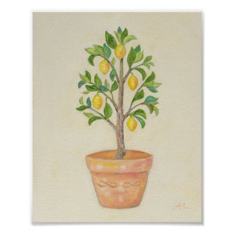 Lemon Tree Art, Tree Drawing Simple, Illustrations Ideas, Watercolor Lemon, Tree Watercolor, Pear Tree, Meyer Lemon, Watercolor Trees, Watercolor Illustrations