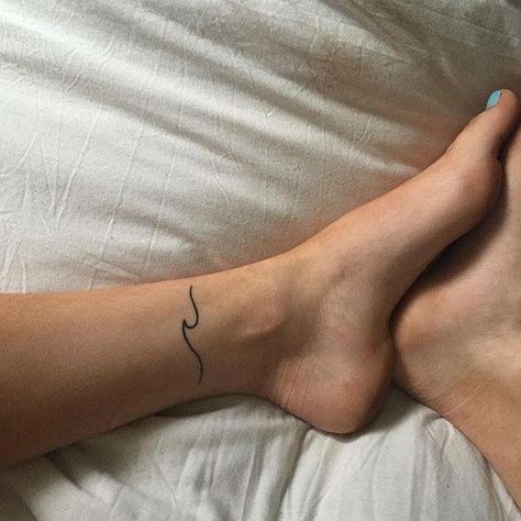 Wave Tattoo Foot, Small Tattoo Ideas For Women, Ankle Tattoo Designs, Ankle Tattoos For Women, Wave Tattoo, Meaningful Tattoos For Women, Small Meaningful Tattoos, Delicate Tattoo, Small Tattoo Ideas