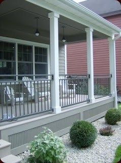 House Skirting, Front Porch Deck, Veranda Design, Front Porch Railings, Deck Skirting, Attached Pergola, Porch Kits, Front Verandah, Building A Porch