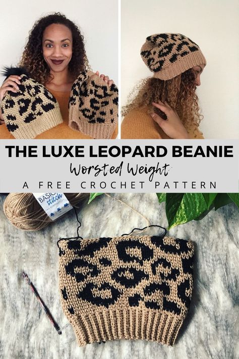 Leopard Crochet, Crochet Leopard, Leopard Beanie, Leopard Print Beanie, Crochet Hat Free, Crochet Knit Hat, Crochet Beanie Pattern, Crochet Hats Free Pattern, Crochet Cap