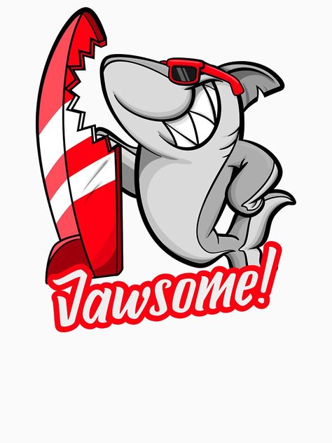 "Shark Jawsome Cartoon" T-shirt by bubble-bulb | Redbubble Shark Tshirt Design, Tiki Cartoon, Cartoon Sharks, Shark Cartoon, Frozen Invitations, Big Shark, Gallery Wallpaper, Kids Print, Cartoon T Shirt