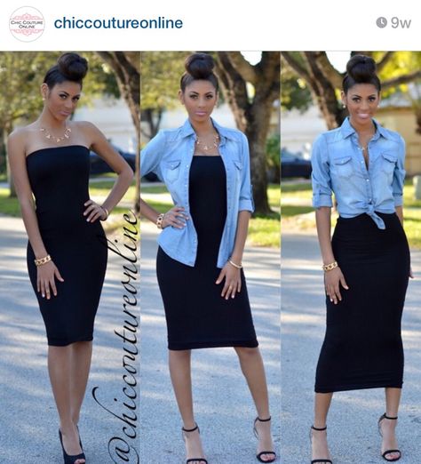 Outfits For First Date Casual, Dark Hair Outfit Ideas, Elegant Fitted Denim Dress For Date Night, Fitted Black Denim Dress For Fall, Chic Black Denim Dress, Casual Black Fitted Denim Dress, Fitted Denim Dress For Date Night, What To Wear Over A Dress, Wear Over A Dress