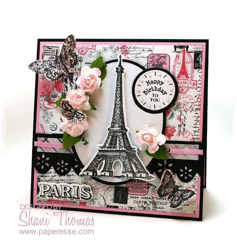 Birthday Paris Theme, Happy Birthday Paris, Paris Cards, Look Paris, Rubber Stamp Projects, Life In France, Coloring Digital, Mini Art Journal, Card Playing