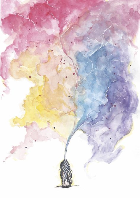 Another look at the thinking piece but from a place of wonder and calm. Available to purchase through Etsy #originalart #thinking #mentalhealthart #print #etsy #etsysmallbusiness #watercolourpainting #wallhanging #a5print #homedecor Dream Water, Art Moon, Angel Baby, Journaling Ideas, Baby Angel, Water Colour, Watercolor Print, Watercolour Painting, Watercolor Art