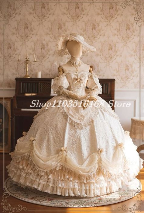 Victorian Dresses Gowns, Victorian Corset Dress, Royalty Dr, Victorian Ball Gowns, Victorian Ball, Rococo Dress, Rococo Fashion, Prom Inspo, Dress Inspo