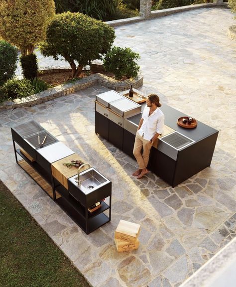 Bbq Zone Outdoor Spaces, Island Outdoor Kitchen, Outdoor Bbq Kitchen, Outdoor Kitchen Island, Pool Rooms, Sopot, Bbq Area, Outdoor Bbq, Outdoor Kitchen Design