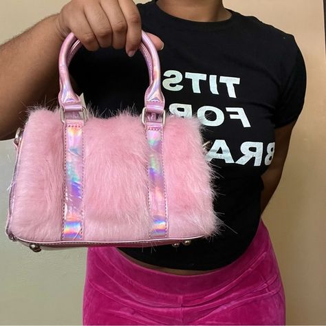 Dolls Kill Purse Holographic Purse, Fuzzy Bag, Pink Holographic, Givency Antigona Bag, 7 And 7, Girls Night Out, Dolls Kill, Girls Night, Night Out