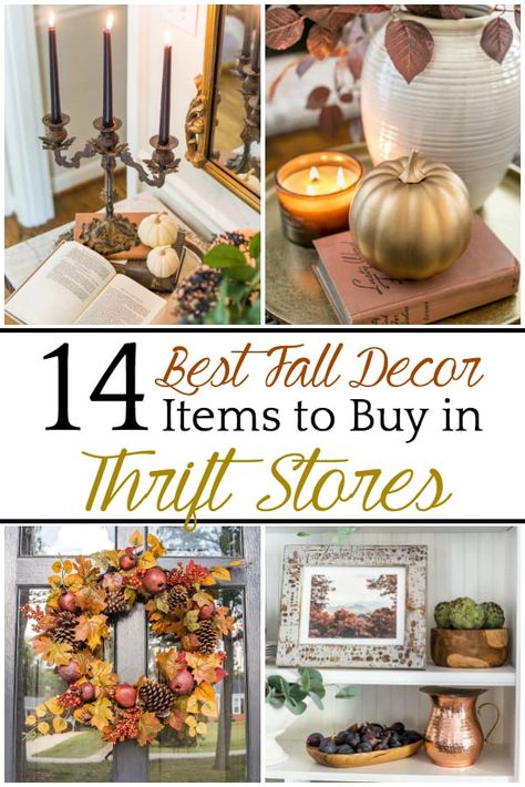 14 Best Fall Decor Items to Buy in Thrift Stores - Bless'er House Thrift Decor, Vintage Fall Decor, Thrift Store Decor, Wooden Salad Bowl, Items To Buy, Painting Shower, Foam Pumpkins, Budget Home Decorating, Amber Glass Jars