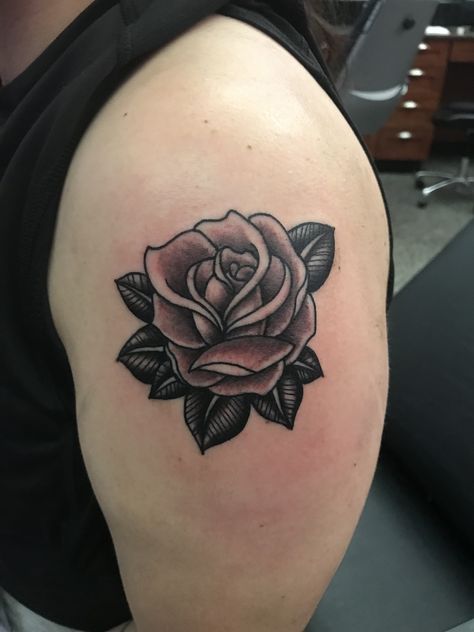 Traditional Black and Grey Rose tattoo Black And Gray Rose Tattoo, Rose Tattoo Black And Grey, Rose Black And Grey, Gray Rose Tattoo, Grey Rose Tattoo, Rose Tattoo Black, Black And Grey Rose Tattoo, Rose Tattoo Stencil, Colored Tattoo