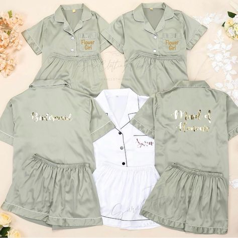 Brand New Sage Green Satin Pajama Sets That Were Purchased For A Bridal Party And Never Worn. I Have Multiple Sizes. - 3 Adult Smalls - 3 Adult Medium - 3 Adult Large - 1 Adult Xl Bridal Party Getting Ready Outfit, Bride Pajama, Bridesmaid Pajamas, Bridesmaid Pajama Set, Matching Bridesmaids, Bridesmaid Diy, Bridal Pajamas, Girl Pajamas, Bridal Bachelorette Party