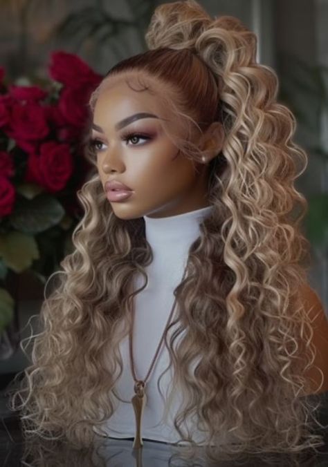 Fairwell Hairstyles, Curly Blonde Wig Black Women, Fancy Short Hair, Curly Hair Sew In, Wigs Styles, Frontal Wig Hairstyles, Blonde Curly Hair, Quick Weave Hairstyles, Quick Braided Hairstyles