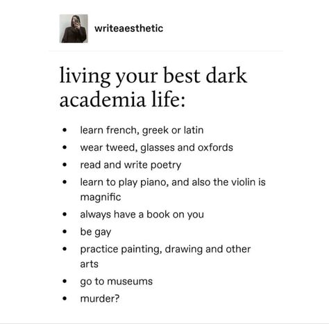 Dark Academia Daily Routine, Dark Acedemia Girl Outfits, Dark Academia Things To Do, Dark Academia Activities, Dark Academia Tips, Dark Academia Things, Dark Academia Study, Punk Academia, Dark Academia Guide