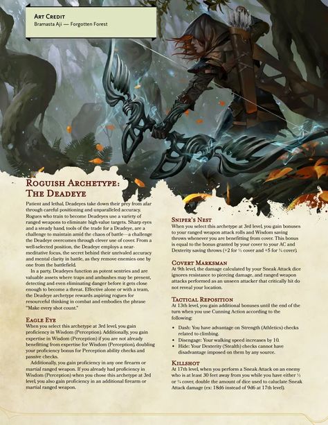 The Deadeye — Rogue Archetype : UnearthedArcana Rogue Archetypes Homebrew, Rouge Archetype Dnd, Dnd 5e Rogue, Dnd Rules, Rogue Archetypes, Dungeons And Dragons Rogue, Dnd Ranger, Dnd Subclasses, Dnd Resources