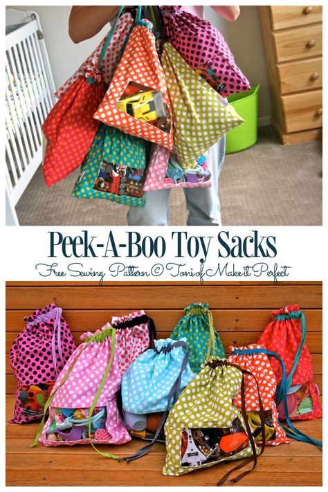 DIY Fabric Peek-a-boo Toy Sack Free Sewing Pattern | Fabric Art DIY Sewing Kids Toys, Maternity Hospital Bag, Sewing Simple, Fabric Art Diy, Kangaroo Plush, Sewing Tutorials Bags, Boo Boo Bags, Toy Sack, Maternity Hospital