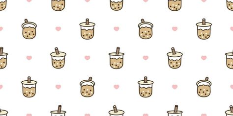 Milk Tea Background Design, Milk Tea Wallpaper Cute, Milk Tea Wallpaper, Boba Background, Boba Wallpaper, Repeat Wallpaper, Tile Background, Tea Wallpaper, Wallpaper Tile