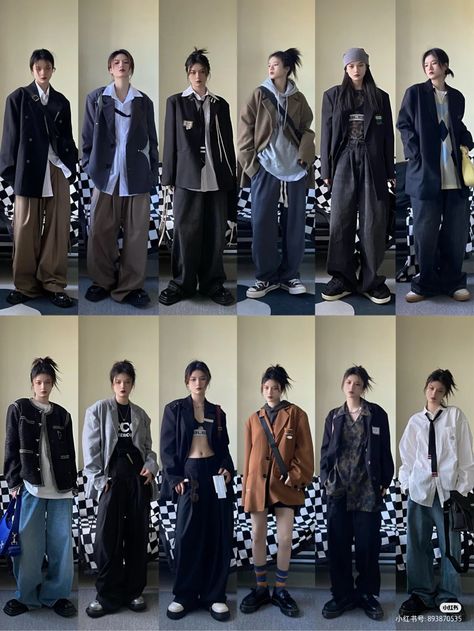 Outfits For Award Ceremony School, Baggy Anime Outfits, Jungkook Core Outfit, Korean Edgy Outfits, Boyish Fits, Simple Edgy Outfits, Grange Style, Peony Aesthetic, Tomboy Outfit Ideas