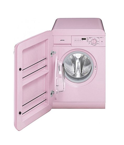 smeg-washing-machine Tiny House Appliances, Small Washing Machine, Diy Rv, Modern Laundry Rooms, Mini Washing Machine, Unique Products Design, Pink Kitchen, Rv For Sale, Laundry Room Design