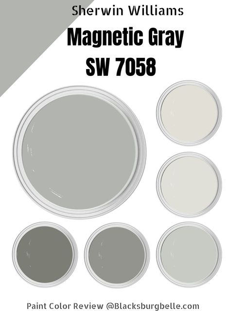 Sherwin Williams Magnetic Gray (Palette, Coordinating & Inspirations) Reflection Paint Sherwin Williams, Silverpointe Sherwin Williams, Reflection Sherwin Williams, Sherwin Williams Magnetic Gray, Repose Gray Paint, Magnetic Gray, Gray Palette, Sherwin Williams Gray, Door Paint