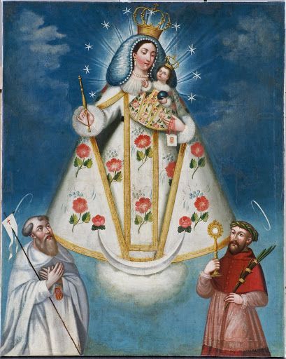 The Virgin Mary of Mercy is identified among emblematic saints of the Order  of Mercy: St. Peter Nolasco and St. Raymond Nonnatus. From the Virgin’s  shoulde... Saint Hedwig, Brooklyn Museum Of Art, Inca Empire, Brooklyn Museum, Religious Painting, The Virgin Mary, My Favorite Image, Blessed Mother, Religious Art