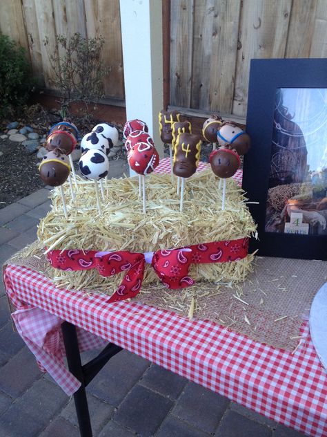 Cowboy Cake Pops Rodeo Sweets Table, My First Rodeo Cake Table, My First Rodeo Candy Table, Cowboy Treat Table, Cowboy Theme Cake Pops, My First Rodeo Cake Pops, Rodeo Theme Cake Pops, Rodeo Treat Table, First Rodeo Cake Pops