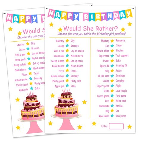 PRICES MAY VARY. Package Content: Each package includes 20 birthday game cards. Each card measures 5"x7”. Fun For Birthday Parties: A birthday party without a game is incomplete. Our birthday game cards will add great fun and joy to any birthday. EASY TO PLAY: the birthday girl game cards arrive ready to hand out and play, it's easy to write your answers on; Fill in the blank and multiple choices questions for friends to answer about the birthday girl Suitable for All Ages: Whether you're hostin Birthday Party Activity, Girls Party Games, Sweet Sixteen Birthday Party Ideas, Questions For Friends, Birthday Party For Teens, Birthday Party Activities, 13th Birthday Parties, 10th Birthday Parties, Birthday Planning