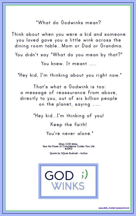 #God_wink: Any sight, thought or sound that reminds you that #God loves you and is thinking about you. ♥ #spiritual Godwinks Meaning, God Winks, In The End God Wins, God Winks Quotes, Wind God, God Saw Things You Didn’t, We Were Like Gods At The Dawning Of The World, Im Thinking About You, Godly Men