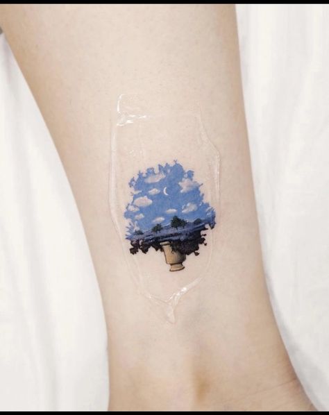 Blue Sky Tattoo, Claude Monet Tattoo, Monet Tattoo, Pink Binder, Paintings Tattoo, Sky Tattoo, Colour Tattoo For Women, Sky Tattoos, Human Photography