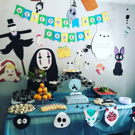 Ghibli Theme Birthday, Studio Ghibli Birthday Theme, Studio Ghibli Bday Theme, Studio Ghibli Party Favors, Ghibli Birthday Party Ideas, Howls Moving Castle Party Decorations, Studio Ghibli Baby Shower Theme, Studio Ghibli First Birthday, Gibli Studio Birthday Party