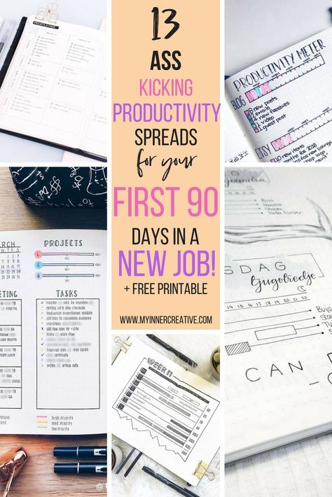 Part 1: The first 90 of a new job in your bullet journal (+First 90 days Printable) | My Inner Creative First Day New Job, First 90 Days, The First 90 Days, Office Organization At Work, 90 Day Plan, Neuer Job, Bullet Journal Themes, Journal Themes, Bujo Inspiration