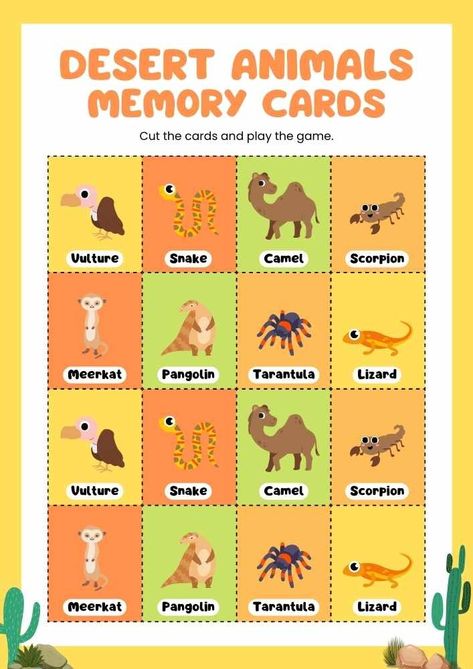 Desert Games For Preschool, Desert Animals Crafts, Desert Animals Worksheet, Desert Animals Printable, Desert Animals Activities, Classroom Attendance Chart, Desert Nursery, Learn Cantonese, Classroom Attendance