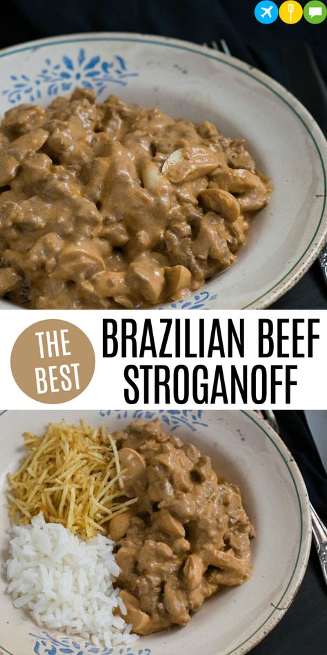 Stroganoff Brazilian, Beef Stroganoff Recipe Easy, Brazilian Stroganoff, Stroganoff Recipe Easy, Stroganoff Crockpot, Brazilian Food Traditional, Stroganoff Beef, Easy Quick Dinner, Recipe Easy Quick