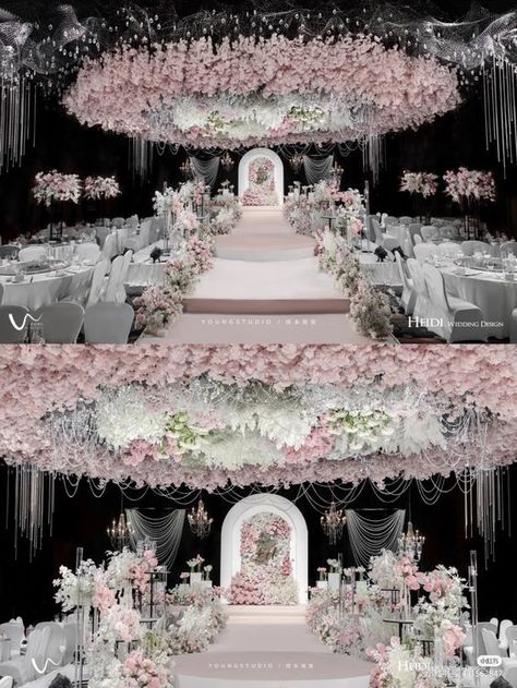 Korean Wedding Hall Decorations, Wedding Ideas Ballroom, Korean Indian Wedding, Korean Style Wedding Decoration, Korean Wedding Decorations Indoor, Korean Wedding Venues, Korean Wedding Decorations, Magical Wedding Theme, Weddings Decorations Elegant Romantic