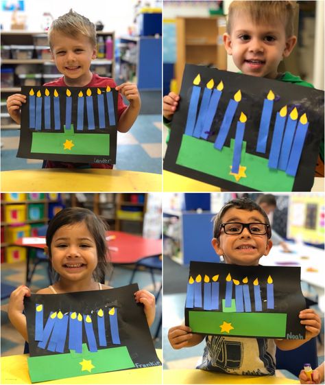 Preschool Crafts For Hanukkah, Menorah Crafts For Toddlers, Menorah Preschool Craft, Hanukkah Kindergarten Activities, Hannakah Theme Crafts Preschool, Hanukkah Art Preschool, Hannakuh Crafts For Preschool, Haunakka Crafts Preschool, Hannakah Theme Crafts