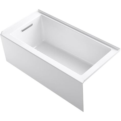 KOHLER Underscore 30-in W x 60-in L White Acrylic Rectangular Left-Hand Drain Alcove Bathtub in the Bathtubs department at Lowes.com White Tub, Tub Doors, Acrylic Bathtub, Soaking Bathtubs, Bathroom Renos, Guest Bath, Bathtubs, Free Standing Bath Tub, Soaking Tub