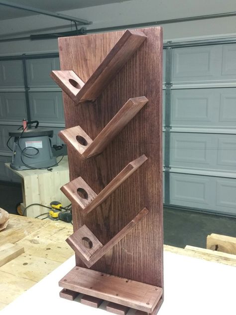 Wall hanger wine rack. Made from Ash and Maple. Stained with Black Cherry oil based Wine Wood Rack, Wood Wine Racks Wall, Wine Rack Ideas Diy, Wine Racks Diy, Homemade Wine Racks, Wine Holder Ideas, Wood Storage Bins, Wine Rack Ideas, Wood Wine Rack Diy