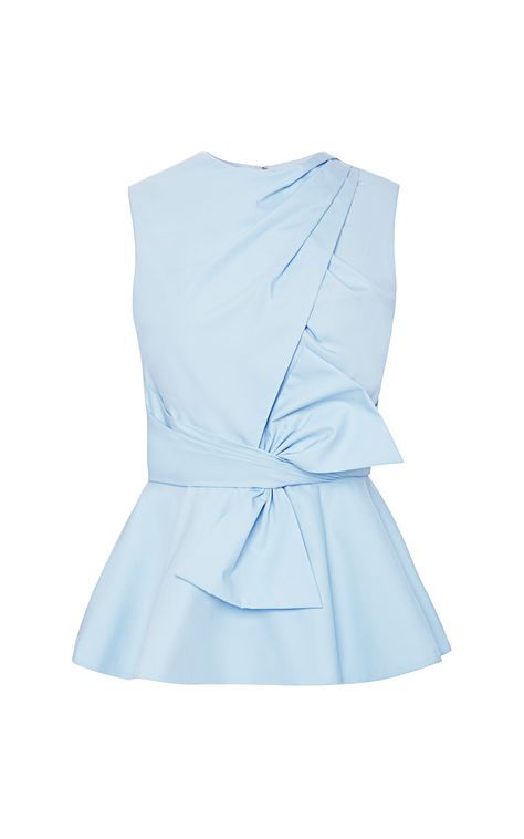 Click product to zoom Cotton Peplum Top, Áo Blu, Blue Peplum Top, Light Blue Blouse, Peplum Tops, Bedroom Color, فستان سهرة, Prabal Gurung, Bow Blouse