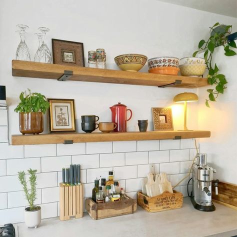 Transform your home into a rustic retreat 🧡 🪵 🌿 📸: @lilybelleathome #handmadeshelves #kitchenshelves #woodenshelves #bensimpsonfurniture #shelves #rusticelegance Bracket Shelves, Plants And Books, Style Shelving, Wooden Brackets, Wooden Floating Shelves, Rustic Retreat, Rustic Shelves, Stud Walls, Industrial Farmhouse