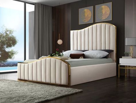 Wulff Tufted Solid Wood and Upholstered Standard Bed Modern Style Bed, Velvet Upholstered Bed, Lit King Size, Queen Platform Bed, Velvet Bed, Leather Bed, Material Bed, Meridian Furniture, Decoration Inspiration