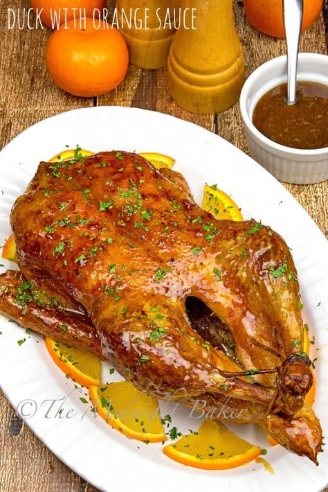 The most favored way to serve roast duck Orange Balsamic Glaze, Duck With Orange Sauce, Whole Duck Recipes, Peking Duck Recipe, Duck Orange, Roasted Duck Recipes, Goose Recipes, Duck Recipe, Roasted Duck