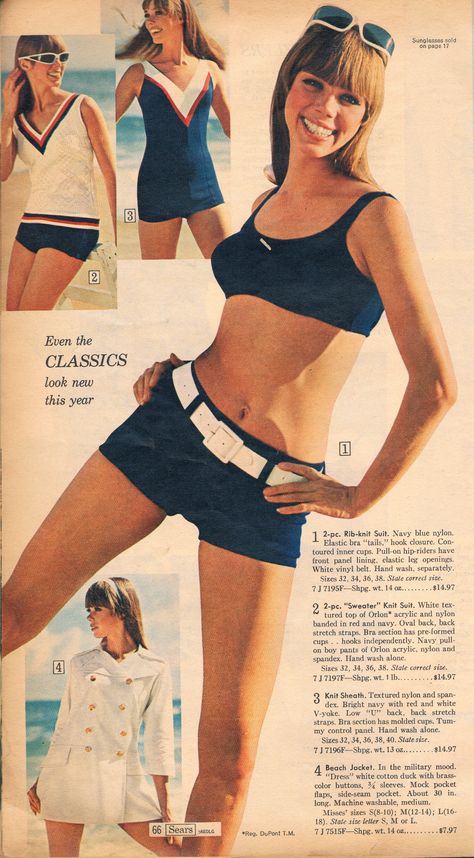 Sears 1967 1970s Swimwear Bikinis, 1960s Swimsuit Bikinis, Vintage Bikinis 60s, 70s Beach Fashion, 70s Swimwear, Vintage Beachwear, Retro Bathing Suits, 1960's Fashion, 60s 70s Fashion