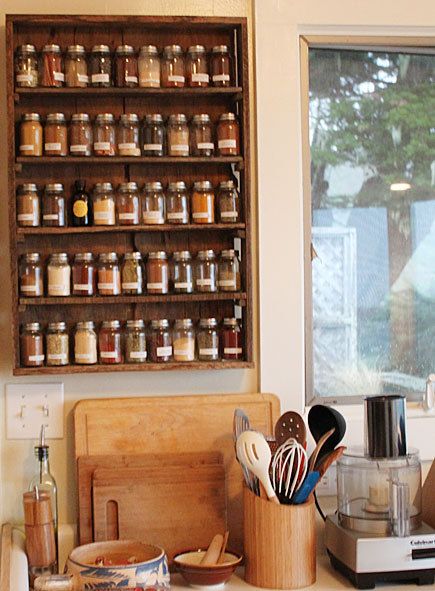 When you need a pinch of this and a dash of that, it's great to have a stocked #spice #rack handy! Rotating Cabinet, Wall Spice Rack, Cottage Cozy, Wooden Spice Rack, Homemade Pantry, Cabinet Wall, Spice Storage, Seaside Cottage, Kitchen Spices