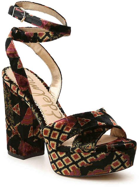 Sam Edelman Women's Mara Velvet Platform Sandal Dress Up Wardrobe, Velvet Sandals, Sam Edelman Sandals, Twinkle Toes, Shoe Shine, Tick Tock, Gold Print, Stevie Nicks, Hippie Outfits