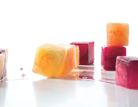 8 Great Fruity Cocktails (and the Juicy Ice Cubes to Serve Alongside Them): Alcoholic beverages don't have to be totally devoid of nutritional content. Here are some of our favorite fruity cocktails—and tips for juicing up your ice cube game. Grape Juice Recipe, Ice Cube Recipe, Flavored Ice Cubes, Juice Ice Cubes, Ginger Cocktails, Juice Ice, Fruit Ice, Fruity Cocktails, Glass Of Water