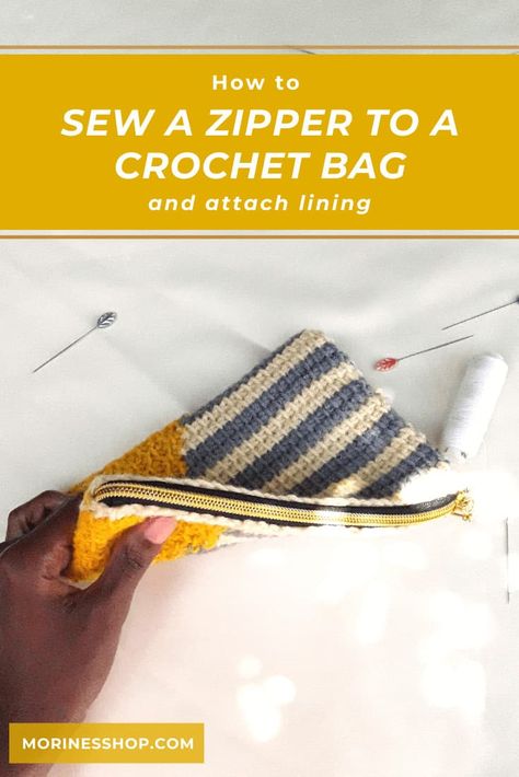 How To Line A Crochet Bag, Sew A Zipper, Crochet Star Stitch, Crazy Crochet, Crochet Clutch Bags, Sew Zipper, Quick Crochet Patterns, Crochet Tools, Crochet Pouch