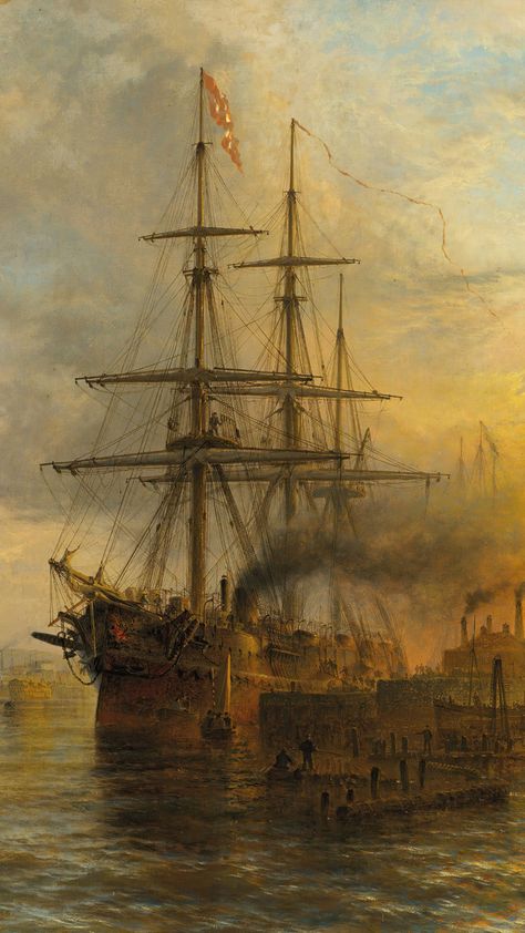 Vintage Ship Paintings, Bristol Poster, Sailing Painting, Maritime Painting, Old Ship, Henry Thomas, Victorian Paintings, Maritime Art, Ancient Paintings